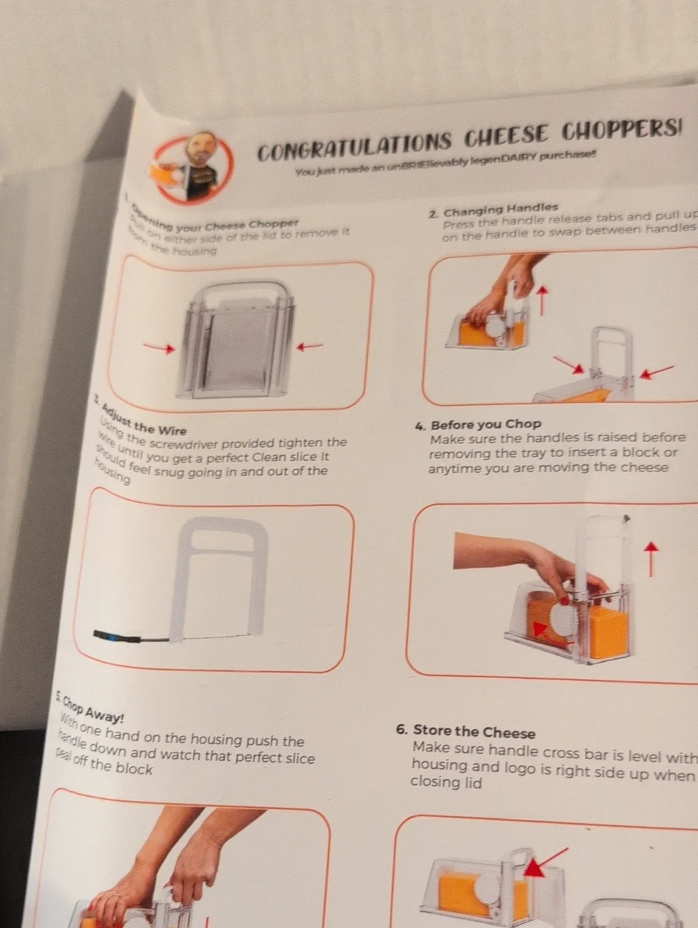 The Cheese Chopper Manual Cheese Slicer - Orange & Clear